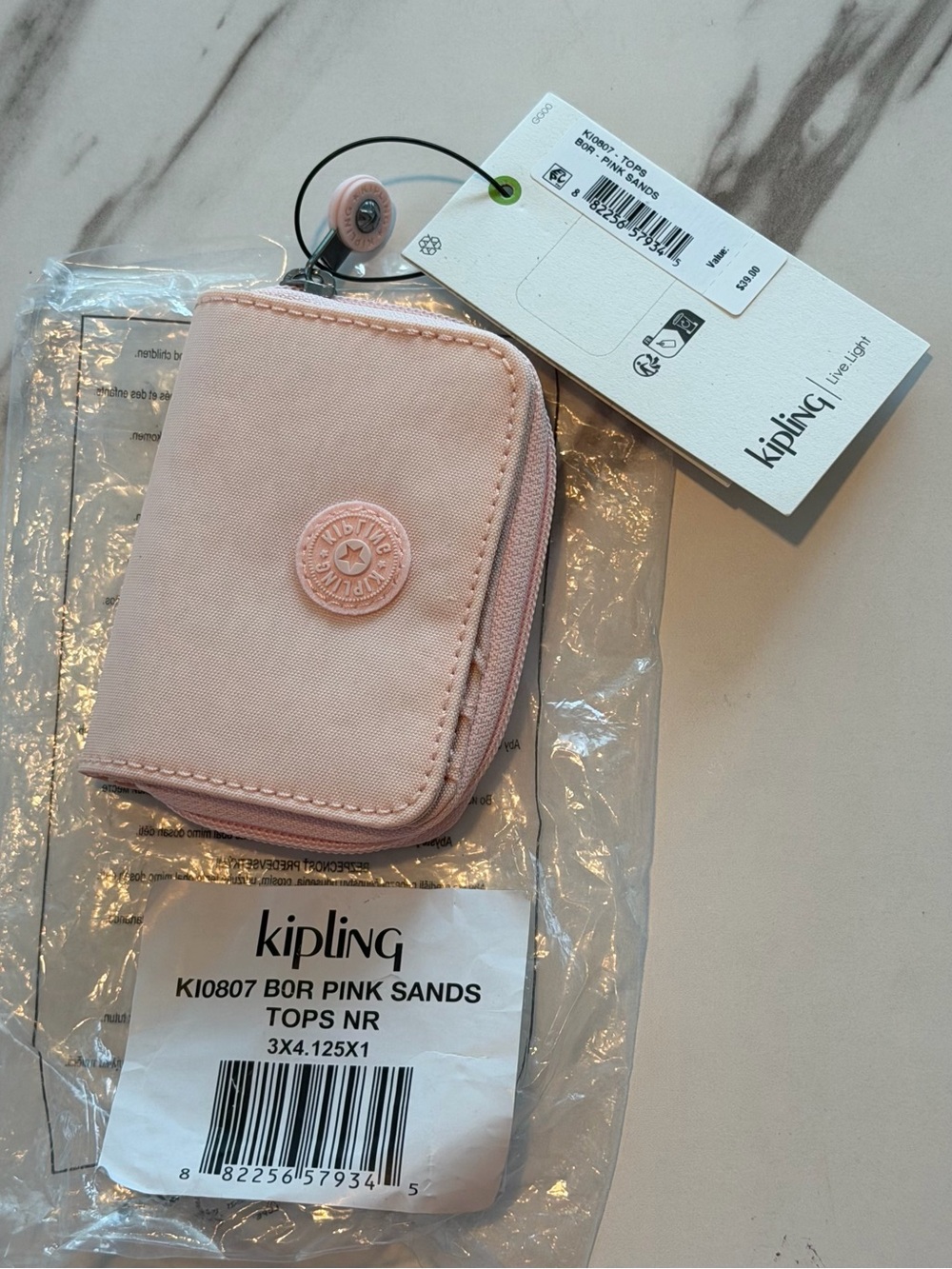 Kipling Tops Pink Sands Zip Wallet